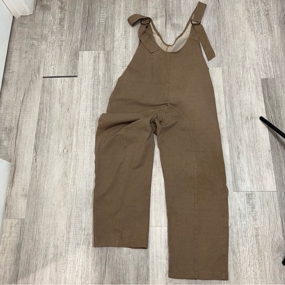 EXLURA JP052 Womens Brown Sleeveless Jumpsuit Wide Leg Casual Pockets Size L - Picture 9 of 12
